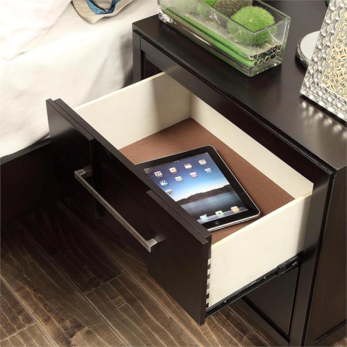 Furniture of America Vela Solid Wood 2-Drawer Nightstand in Espresso