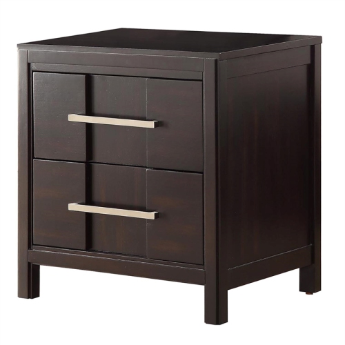Furniture of America Vela Solid Wood 2-Drawer Nightstand in Espresso