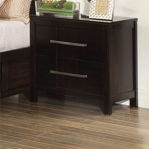 Furniture of America Vela Solid Wood 2-Drawer Nightstand in Espresso