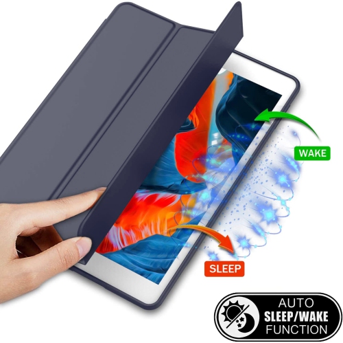 XCRS Smart Cover pour Apple iPad 10,2" 9e génération, 8e génération (2020), 7e génération (2019) avec porte-crayon intégré, cuir PU, affichage