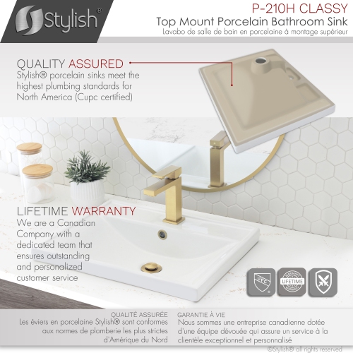 19 3/4 inch Rectangular Undermount Porcelain Bathroom Sink with Two Overflow Finishes included.