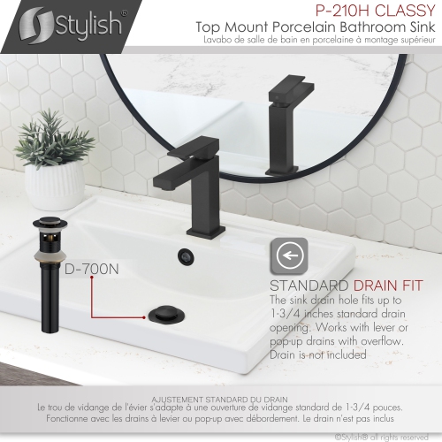 19 3/4 inch Rectangular Undermount Porcelain Bathroom Sink with Two Overflow Finishes included.