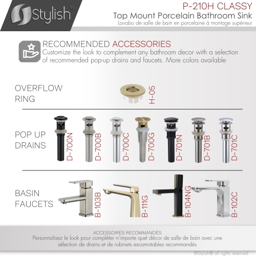 19 3/4 inch Rectangular Undermount Porcelain Bathroom Sink with Two Overflow Finishes included.