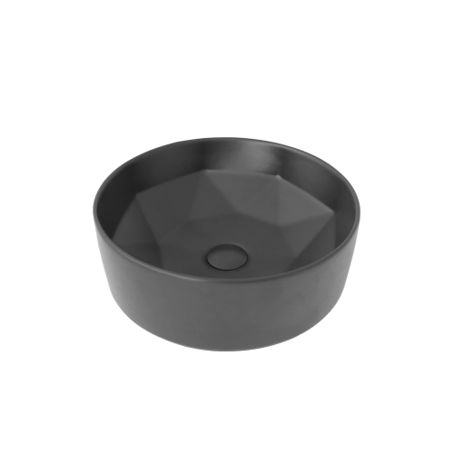 Stylish 16"W Black Round Vessel Sink P-228N