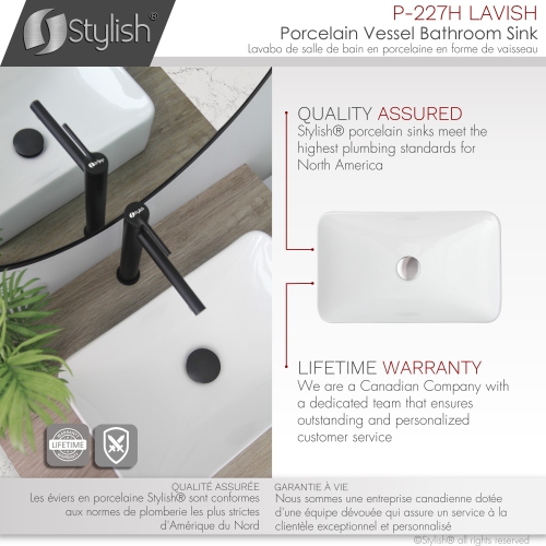 Porcelain Rectangular 18-7/8-inches Vessel Ceramic Bathroom Sink White: Lavish