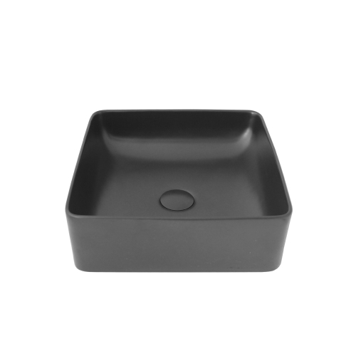 STYLISH Porcelain Rectangular 14-1/2-inches Vessel Ceramic Bathroom Sink Black P-226N