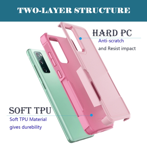 【CSmart】 Dual Layers Heavy Duty Rubber Armor Bumper Hard Case Cover for Samsung Galaxy S22, Light Pink