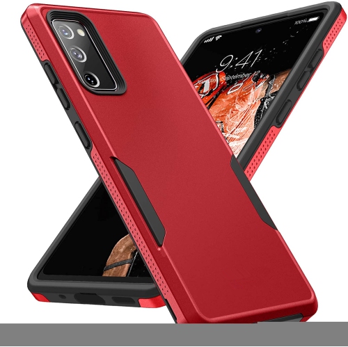 【CSmart】 Dual Layers Heavy Duty Rubber Armor Bumper Hard Case Cover for Samsung Galaxy S22, Red