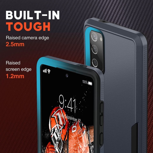 【CSmart】 Dual Layers Heavy Duty Rubber Armor Bumper Hard Case Cover for Samsung Galaxy S22 Ultra, Navy