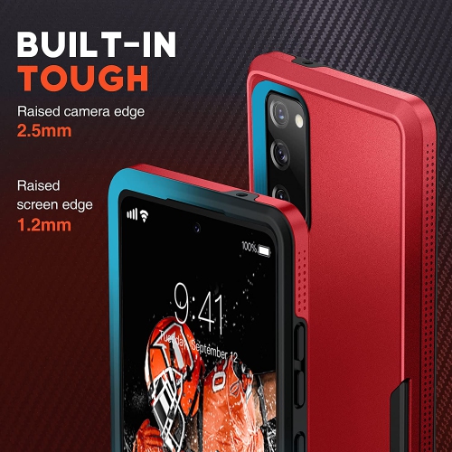 【CSmart】 Dual Layers Heavy Duty Rubber Armor Bumper Hard Case Cover for Samsung Galaxy S22 Ultra, Red