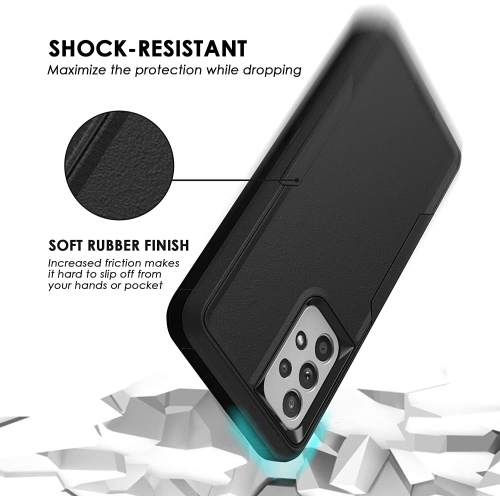 【CSmart】 Dual Layers Heavy Duty Rubber Armor Bumper Hard Case Cover for Samsung Galaxy A53 5G, Black