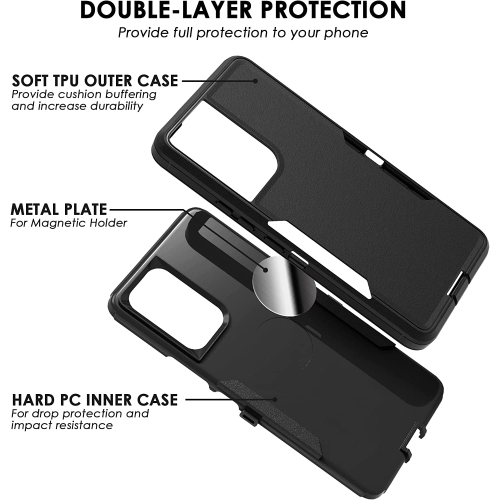 【CSmart】 Dual Layers Heavy Duty Rubber Armor Bumper Hard Case Cover for Samsung Galaxy A53 5G, Black