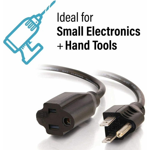 3 Prong Male Plug to Female Socket Extension Cable 18 AWG Power Cord