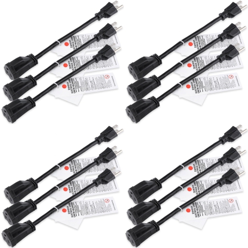 3 Prong Male Plug to Female Socket Extension Cable 18 AWG Power Cord