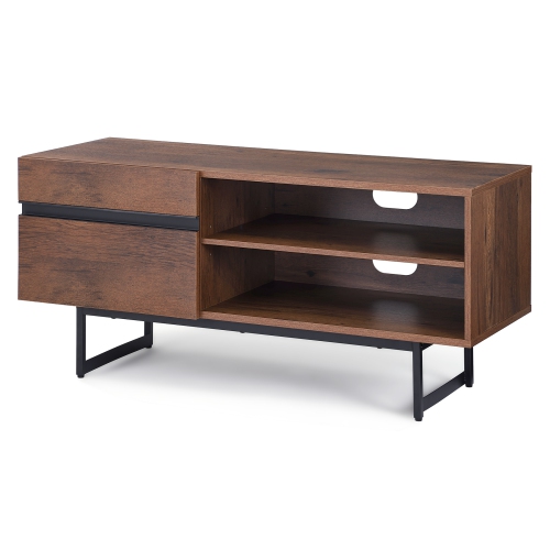 WAMPAT Modern TV Stand for up to 50 inch TV Entertainment Center TV Console with Storage Cabinets Media Console for Living Room, 42", Brown