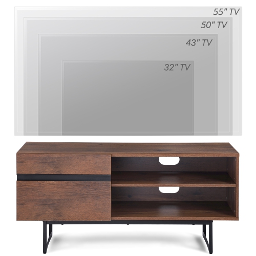 WAMPAT Modern TV Stand for up to 50 inch TV Entertainment Center TV Console with Storage Cabinets Media Console for Living Room, 42", Brown