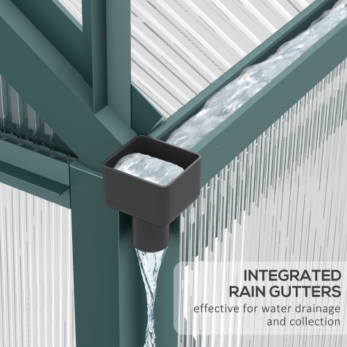 Outsunny 6' x 10' x 6.6' Polycarbonate Greenhouse, Walk-In Green House Kit Garden, Plants Grow, Galvanized Sheet Aluminum Frame with Rain Gutter,