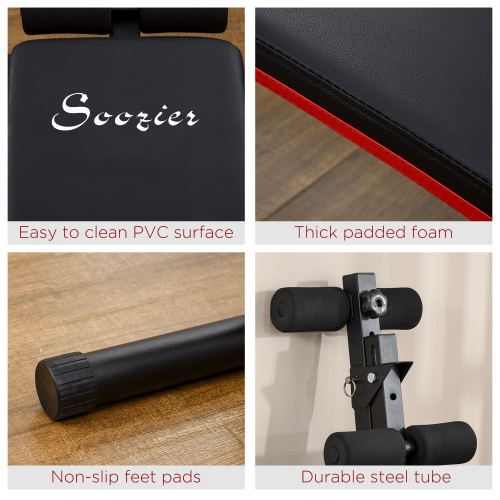 Soozier Banc d'exercice entrainement Support réglable Pliable pour l'exercice de gym à domicile, Noir
