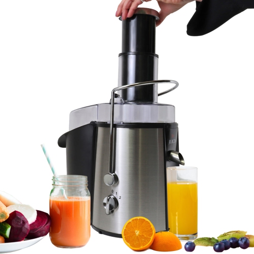 Total Chef Juicin' Juicer Wide Mouth Centrifugal Juice Extractor, 3" Wide Feed Chute, 700W, 2 Speeds, Surgical Steel Blade, Easy to Clean, Juicing