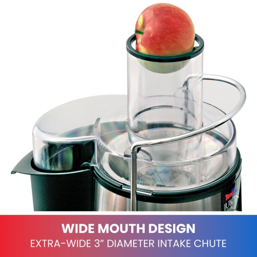 Total Chef Juicin' Juicer Wide Mouth Centrifugal Juice Extractor, 3" Wide Feed Chute, 700W, 2 Speeds, Surgical Steel Blade, Easy to Clean, Juicing