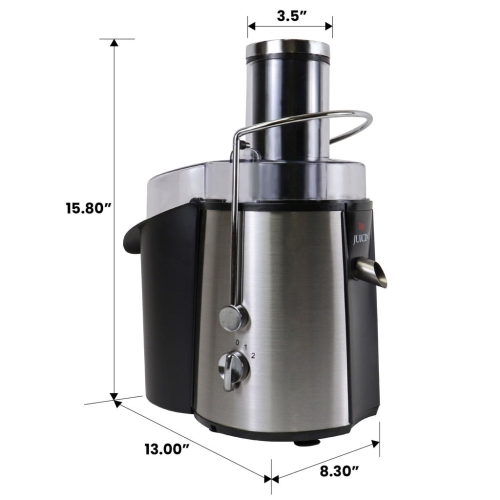 Total Chef Juicin' Juicer Wide Mouth Centrifugal Juice Extractor, 3" Wide Feed Chute, 700W, 2 Speeds, Surgical Steel Blade, Easy to Clean, Juicing
