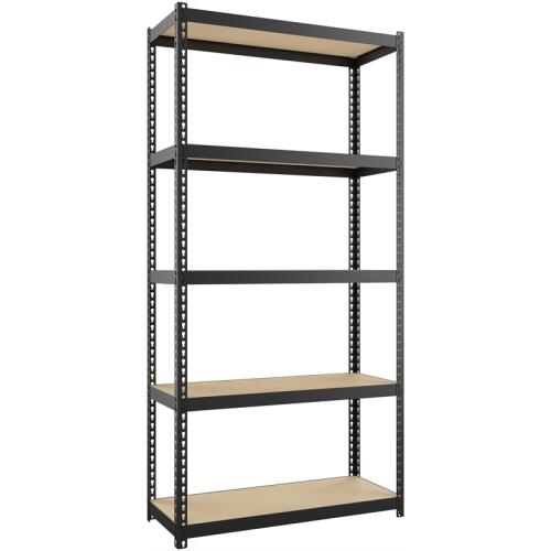 Pemberly Row Riveted Metal Shelving 5-Shelf Unit 12D x 30W x 60H in Black