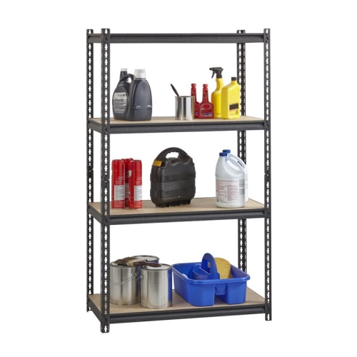 PEMBERLY ROW  Riveted Metal Shelving 4-Shelf Unit 18D X 36W X 60H In In Black