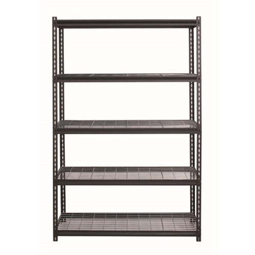 Pemberly Row Riveted Wire Deck Metal Shelving 5-Shelf 18Dx48Wx72H in Black