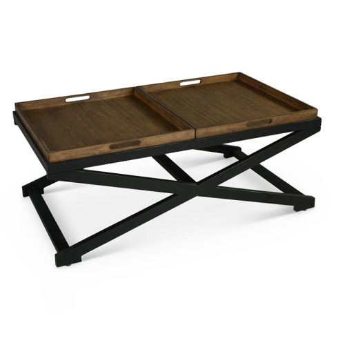 STEVE SILVER COMPANY  Topeka Walnut And Ebony Solid Wood Cocktail Table