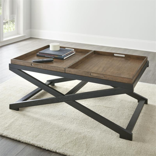 Topeka Walnut and Ebony Solid Wood Cocktail Table