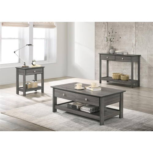 Furniture of America Lekwick Transitional 3-Piece Wood Coffee Table Set in Gray