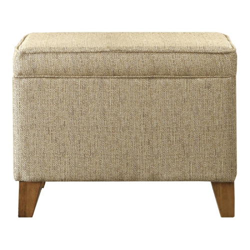HomePop Transitional Fabric Storage Ottoman in Cream and Driftwood