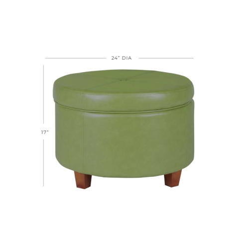 HomePop Transitional Faux Leather Large Storage Ottoman in Green