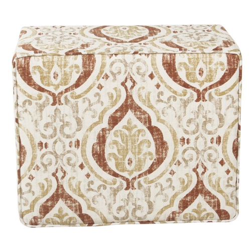 HomePop Square Transitional Fabric Storage Ottoman in Burnt Orange and Cream