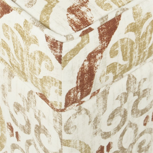 HomePop Square Transitional Fabric Storage Ottoman in Burnt Orange and Cream