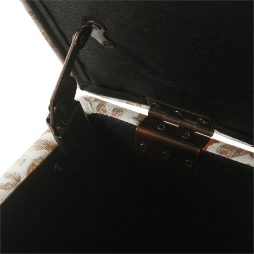 HomePop Square Transitional Fabric Storage Ottoman in Burnt Orange and Cream