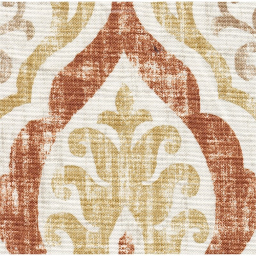 HomePop Square Transitional Fabric Storage Ottoman in Burnt Orange and Cream