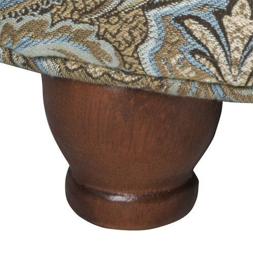 HomePop Round Traditional Fabric Paisley Pattern Large Storage Ottoman in Brown