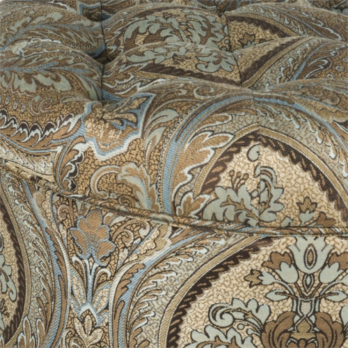 HomePop Round Traditional Fabric Paisley Pattern Large Storage Ottoman in Brown