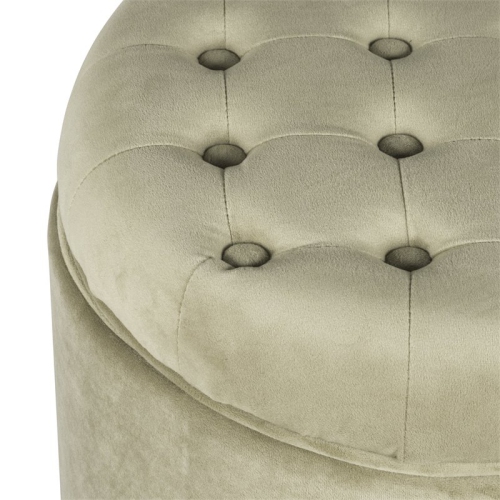 HomePop Round Transitional Wood and Velvet Ottoman with Storage in Brown