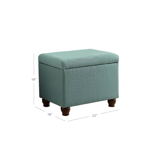 HomePop Transitional Fabric Textured Medium Storage Ottoman in Aqua Blue