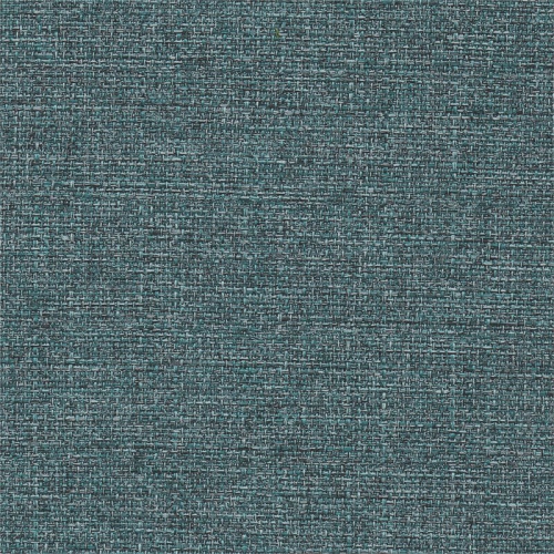 HomePop Round Transitional Wood and Fabric Storage Ottoman in Teal Blue Tweed