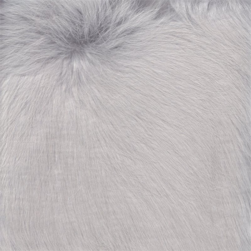 HomePop 18.5" Square Modern Metal and Faux Fur Stool in Gray