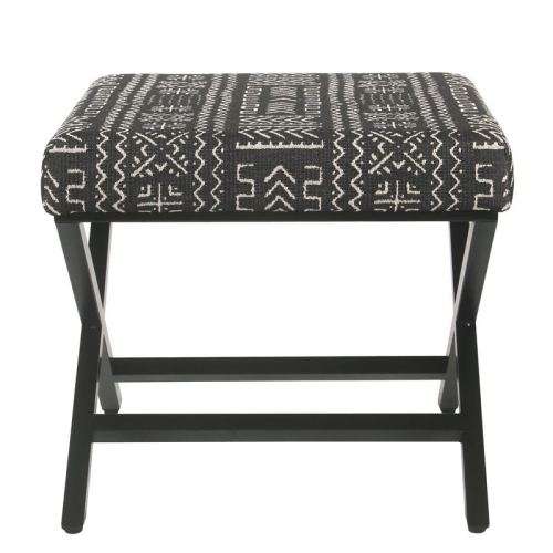 HomePop Modern Metal and Fabric Ottoman with Cushioned Top in Onyx