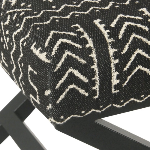 HomePop Modern Metal and Fabric Ottoman with Cushioned Top in Onyx