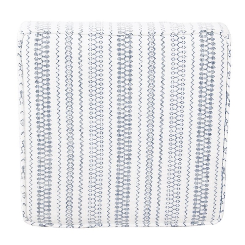 HomePop Square Transitional Wood and Fabric Ottoman with Lift Off Lid in Blue