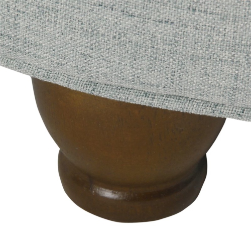 HomePop Round Traditional Wood and Fabric Large Storage Ottoman in Blue