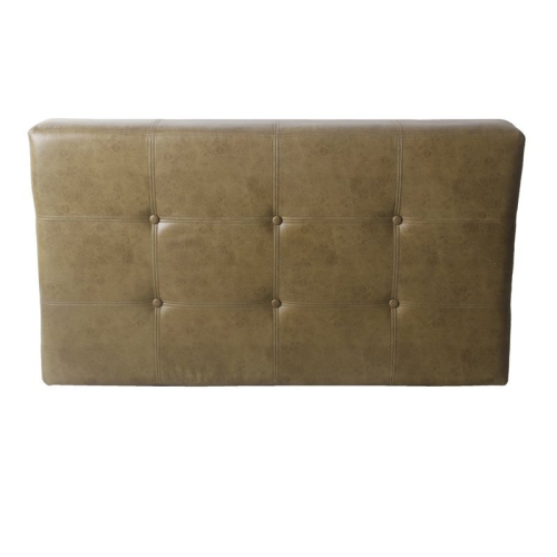 HomePop Tufted Modern Wood and Vegan Faux Leather Ottoman in Light Brown