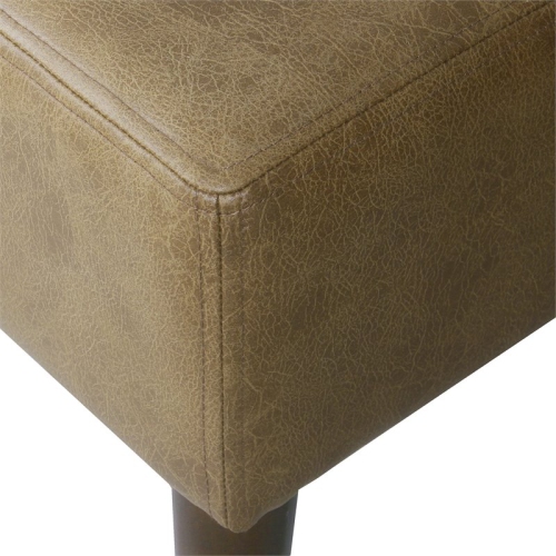 HomePop Tufted Modern Wood and Vegan Faux Leather Ottoman in Light Brown