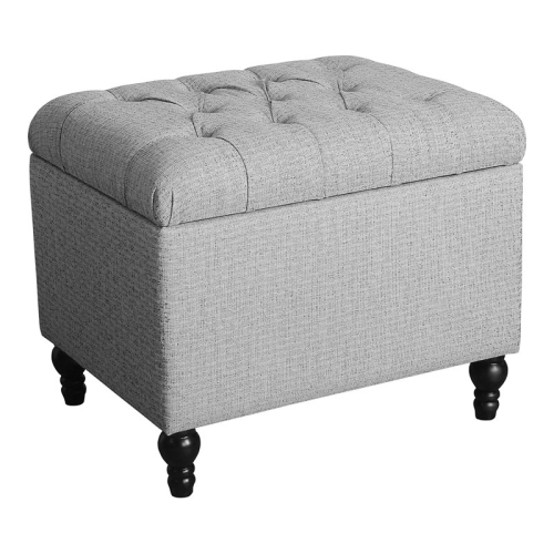 HOMEPOP  Traditional Fabric Tufted Medium Storage Ottoman In Gray